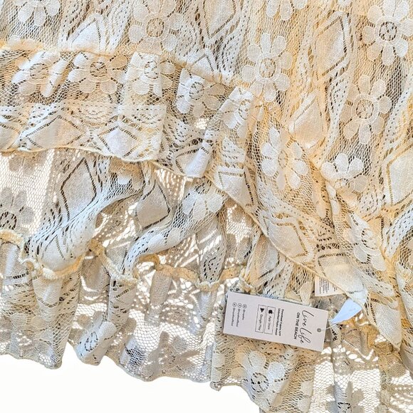 NWT Boho XS Cream Lace Hi-low Maxi Dress Tassels Summer - Picture 5 of 6